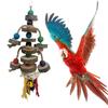 Parrot Natural Blocks Tearing Toys With Hook Colorful Wooden Beads Chew Toy For Small Medium Birds