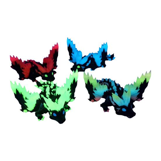 3D Printed Dragon Figurine Glow-in-the-dark Flying Dragon Fidget Toy with Movable Joints Luminous Articulated Dragon Decoration Ornament
