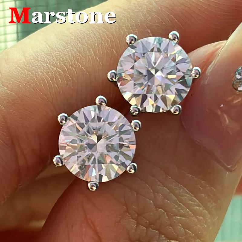 Серьги-гвоздики с бриллиантами 0,5-2 карата из муассанита цвета D для женщин, оригинальные серьги-гвоздики из серебра 925 пробы и белого золота 18 карат, подарок девушке высшего качества