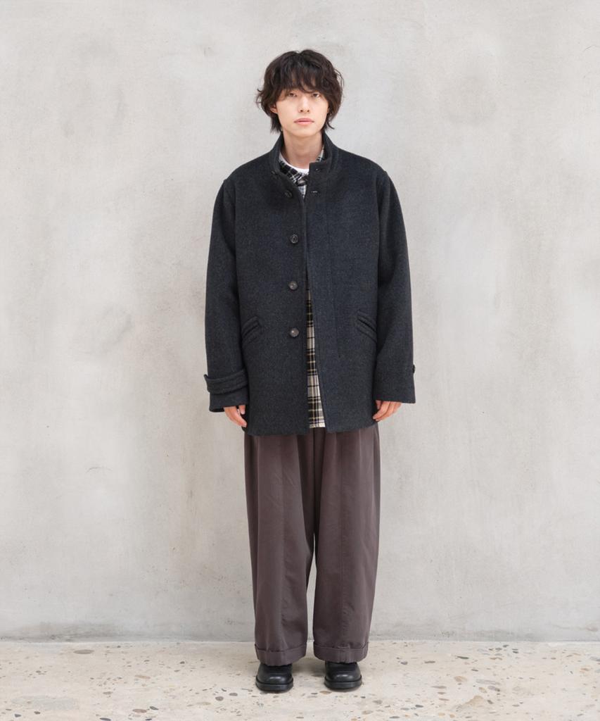 HORLISUN Baron Wool Half Coat Dark Navy