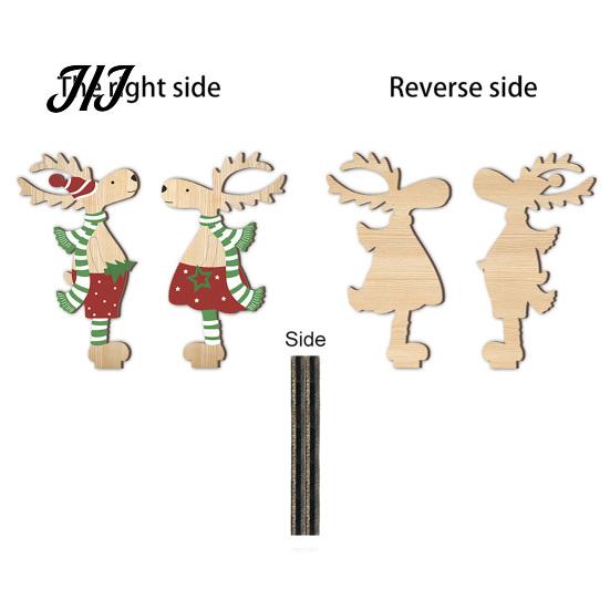 Rustic Wood Holiday Centerpieces 2Pcs Wooden Christmas Reindeer Ornaments, Cute Elk Desktop Decorations, Festive Ornaments for Party Double