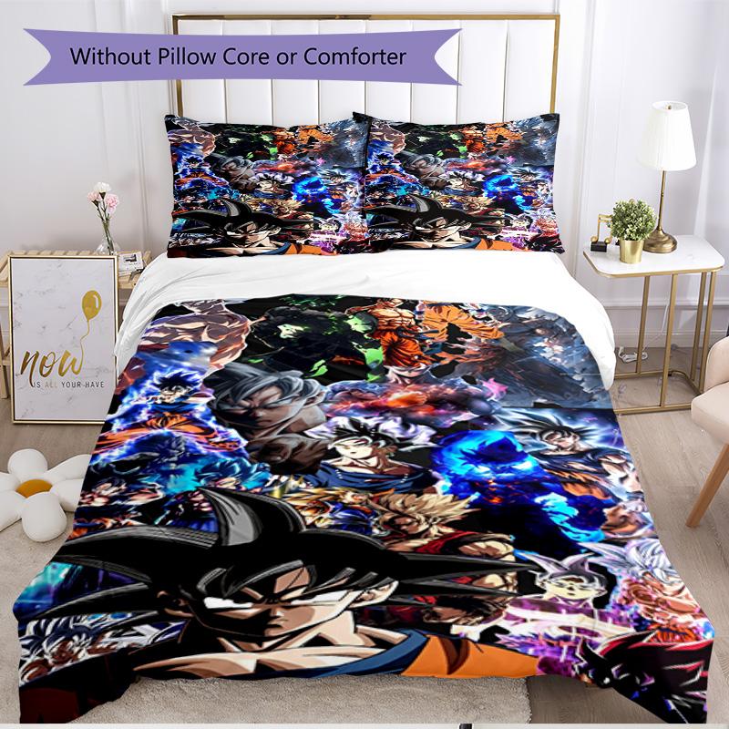 3pcs Duvet Cover Set (1*Duvet Cover + 2*Pillowcase, Without Core), Dragon Ball Print Soft All‑Season Bedding Set, Home Bedroom Decor Gift