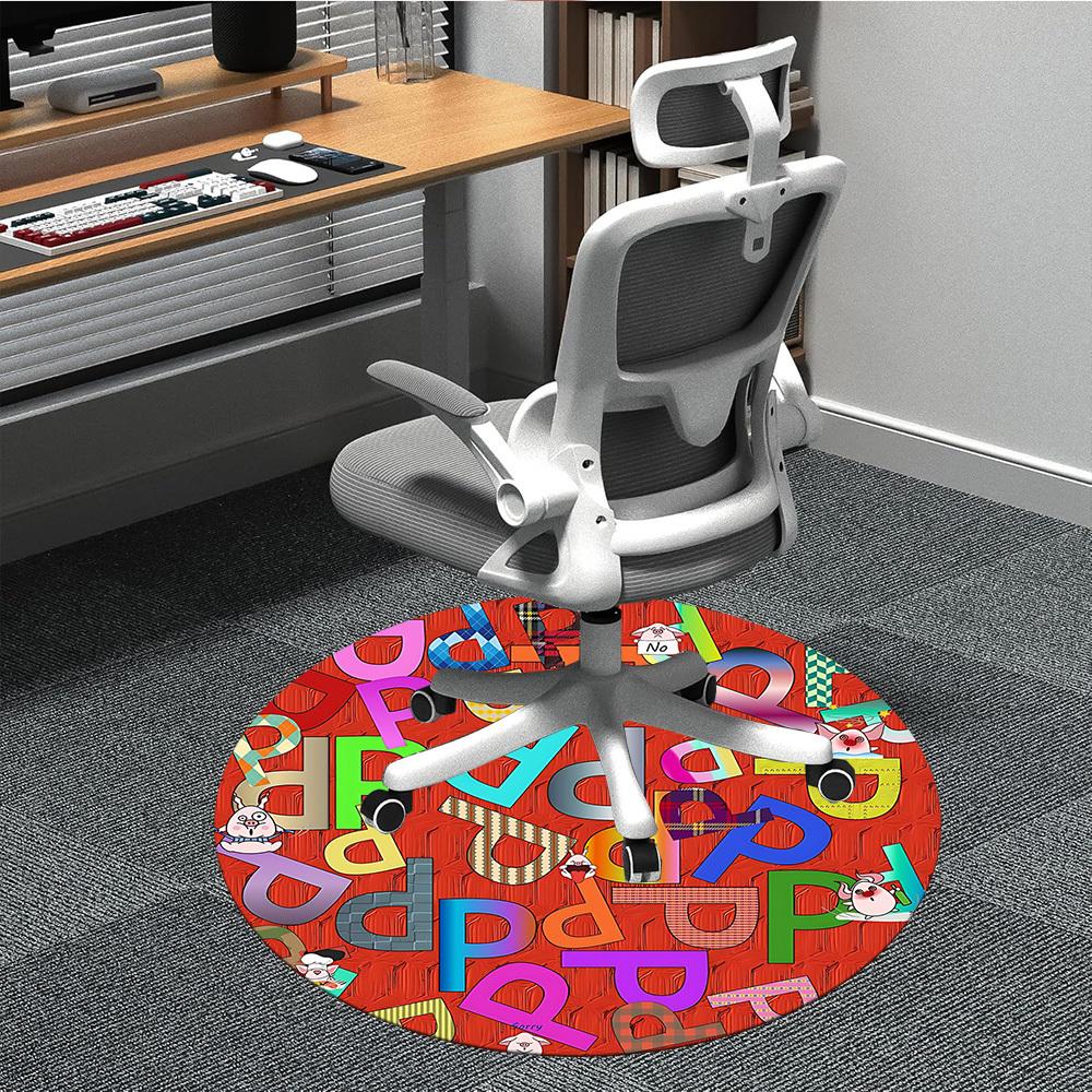 1pc Doodle Alphabet Chair Carpet for Office Non Slip, Machine Washable Rug for Office, Room Holiday Decor for Christmas, Birthday Polyester