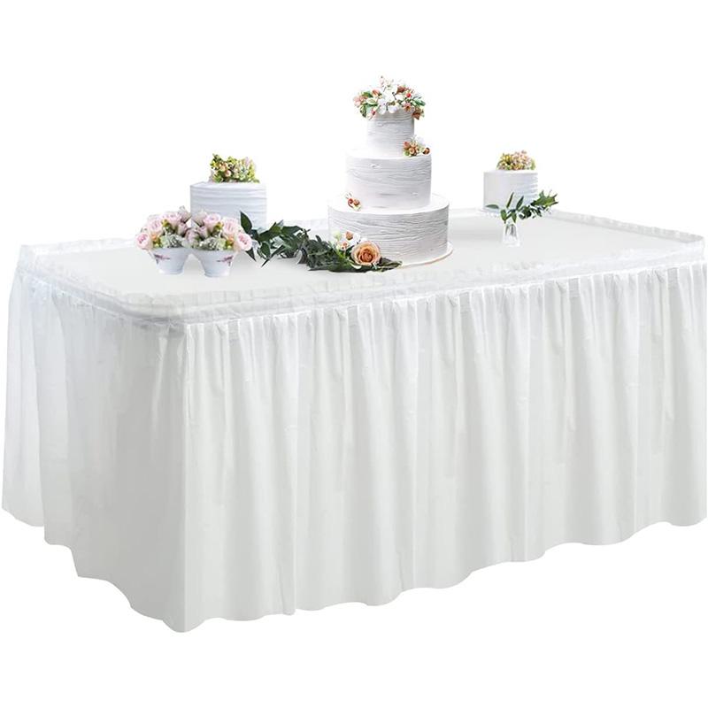1PC Party Decor PE Table Skirt Disposable Table Cover Tablecloth Birthday Oilproof Rectangle