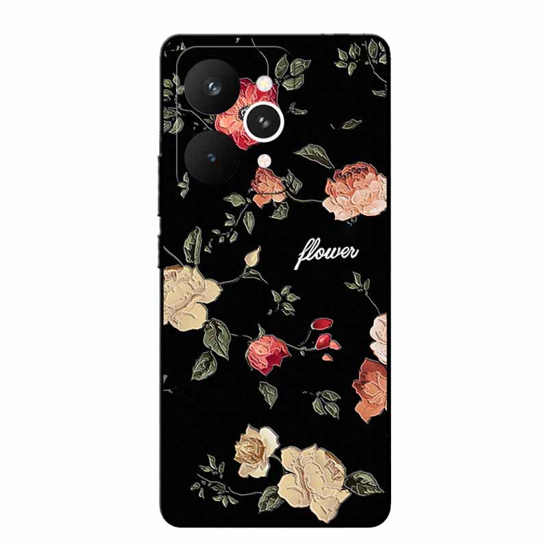 For Realme 15 Pro Cases 3D Relief Flower Emboss Black Silicone For Realme15 Pro 5G Back Cover Cartoon Funda Realme 15 Pro Bumper