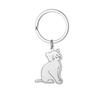 Cute Cartoon Cat Key Chains Smooth Stainless Steel Tag Cat with Cat Paw Ornament Children's Funny Keychains