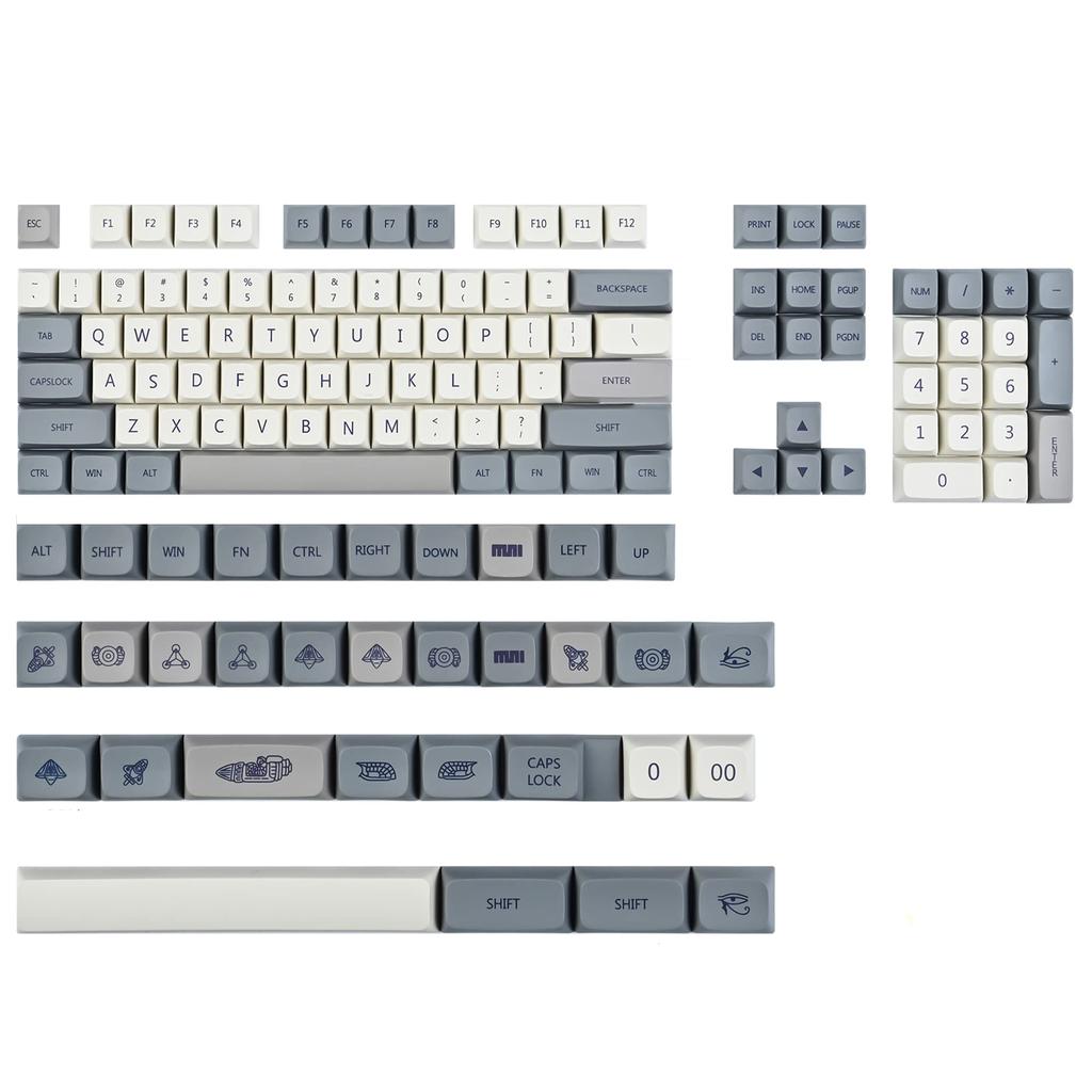 136 Keys XDA Silhouette PBT Dye Sublimation Keycap Mechanical Keyboard Keycaps, Set, 60%/65/75%/80% / 90% / 100% (Revelation)