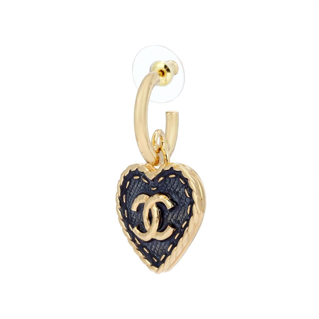 Chanel 24P Круглые синие джинсовые серьги-сердечки с двойной буквой C Женские серьги ABC740-B15375-NU456