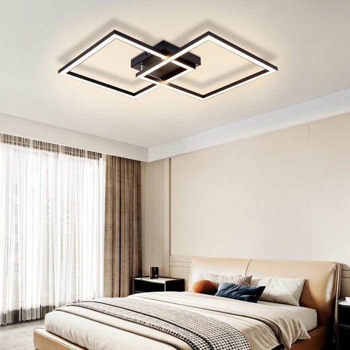 Plafonnier LED - NETTLIFE - Modèle Carré 24W - Noir - Blanc chaud 3000K - Métal moderne