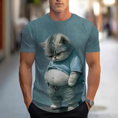 Летний топ с круглым вырезом и 3D-принтом мультяшных животных, модная повседневная мужская футболка с короткими рукавами