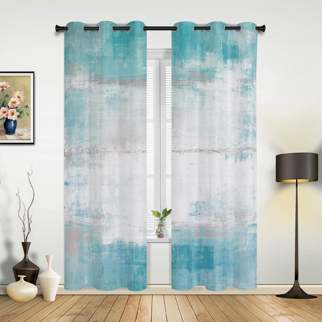 Orange Gray Abstract Oil Painting Texture Curtains for Bedroom Living Room Drapes Kitchen Kid's Room Window Curtain Home Decor