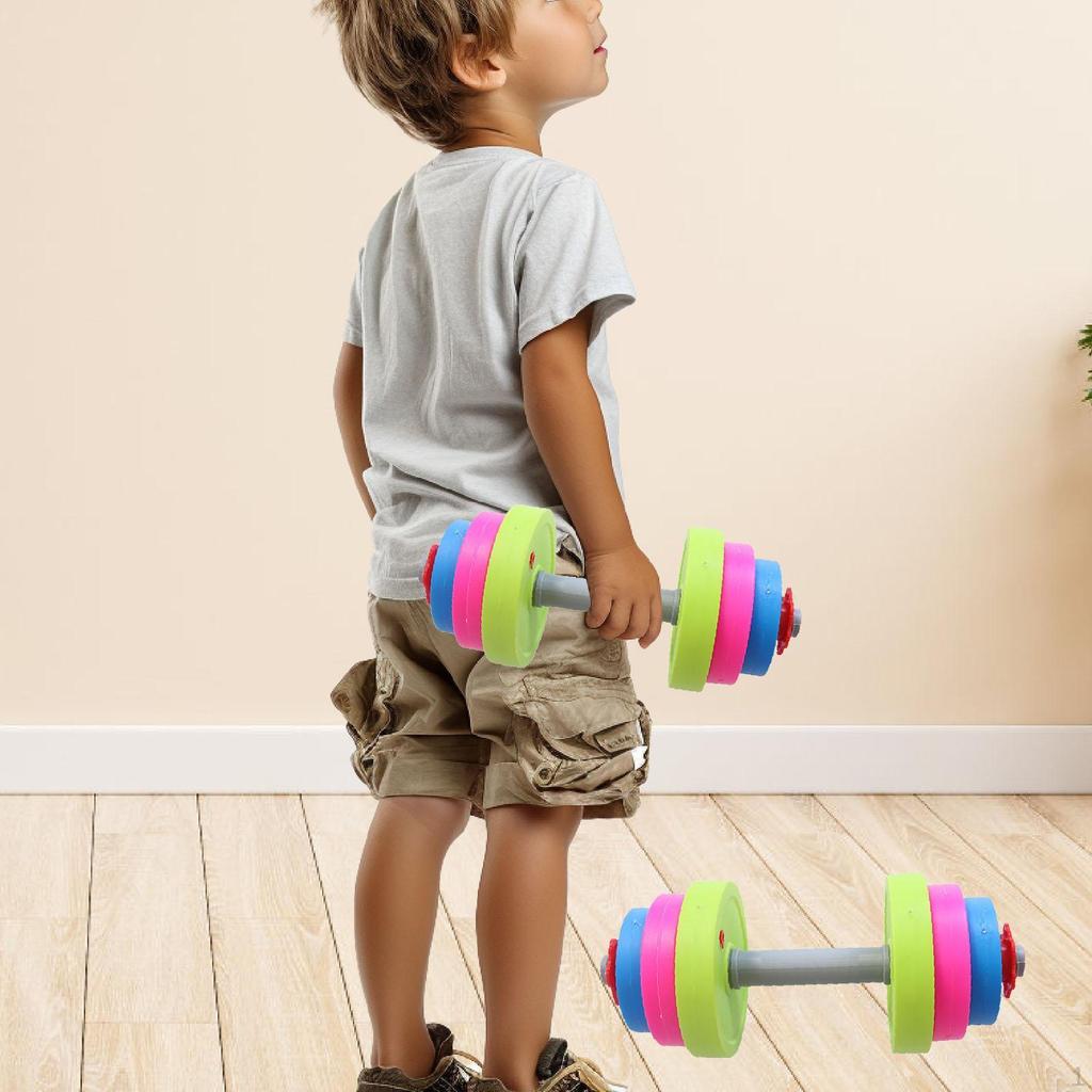 2 Pieces Kids Dumbbell Toy Children Barbell Fitness Equipment Lifting Training Home Exercise