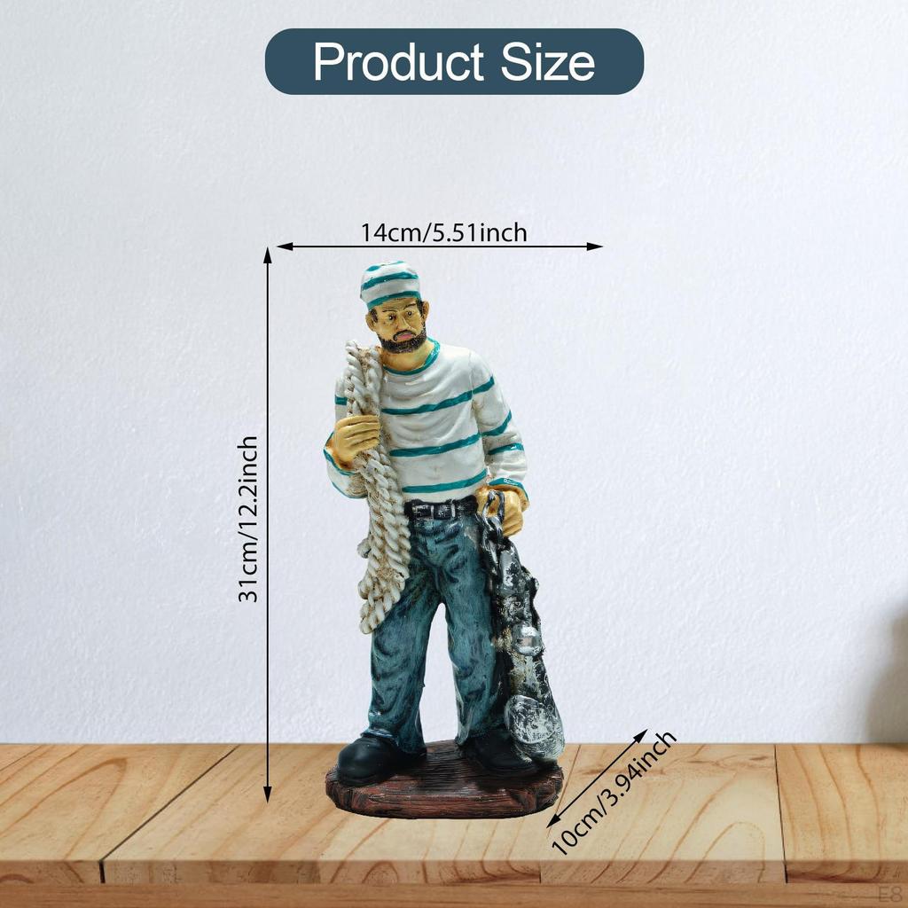 Fisherman Statue Figurine Desk Figure Decoration Home Decor Xmas Gift Sculpture Resin Sailor