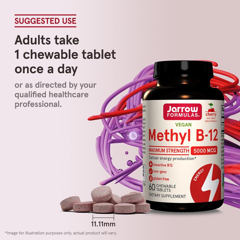 Vegan Methyl B-12, Maximum Strength, Cherry, 5,000 mcg, 60 Chewable Tablets