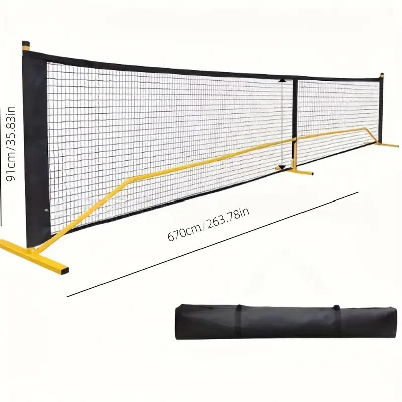 Портативная система сетки для пиклбола 22 фута / 6,7 м, регулируемая высота, в сумке для переноски, прочный полиэстер для тренировок в помещении и на открытом воздухе