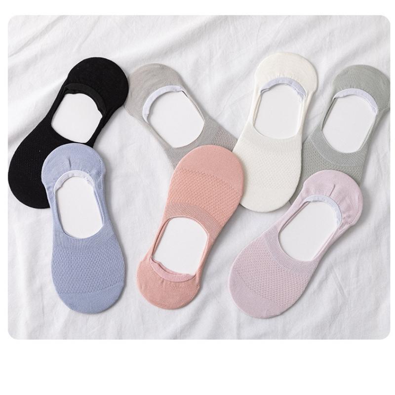 Летние ультратонкие дышащие носки-тапочки однотонные с низким вырезом носки-лодочки силиконовые противоскользящие невидимые носки EMA