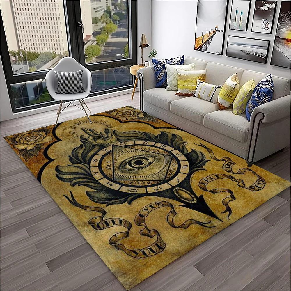Masonic Freemasonry Illuminati Ring Carpet Rug for Home Living Room Bedroom Sofa Doormat Decor,Kid Area Rug Non-slip Floor Mat