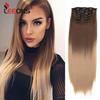 Synthetic Hair 16 Clip In Hair Extension Clip For Women 6Pcs/Set Hair Extension Clip In Ombre Fake Hairpiece Long Straight