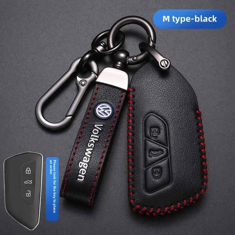 For VOLKSWAGEN VW Polo Golf 7/8 Genuine Leather Key Cover Fast Thrill Tour Guide Lingdu Exploration Vehicle Car Key Case High Qu
