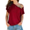 Женская футболка с косым вырезом, асимметричным дизайном off-shoulder, однотонная, свободного кроя, летние повседневные пуловеры, для ежедневной носки