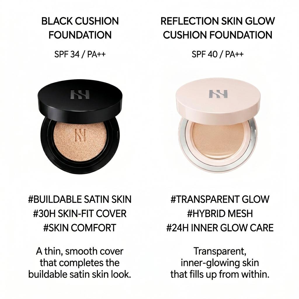 Hera Черная кушон-основа Duo SPF34/PA++ 15г + 15г сменный блок (+Бесплатный подарок)