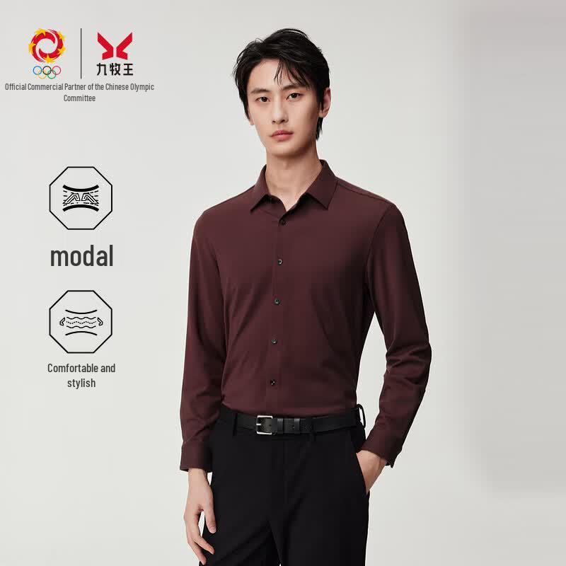 JOEONE Men's Wool Blend Modal Long-Sleeve Shirt