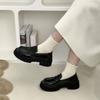 2025 Autumn British Retro Style Single Shoes Small Leather Shoes Feel Platform Loafers Doudou Shoes Early Autumn Black Women's Shoes