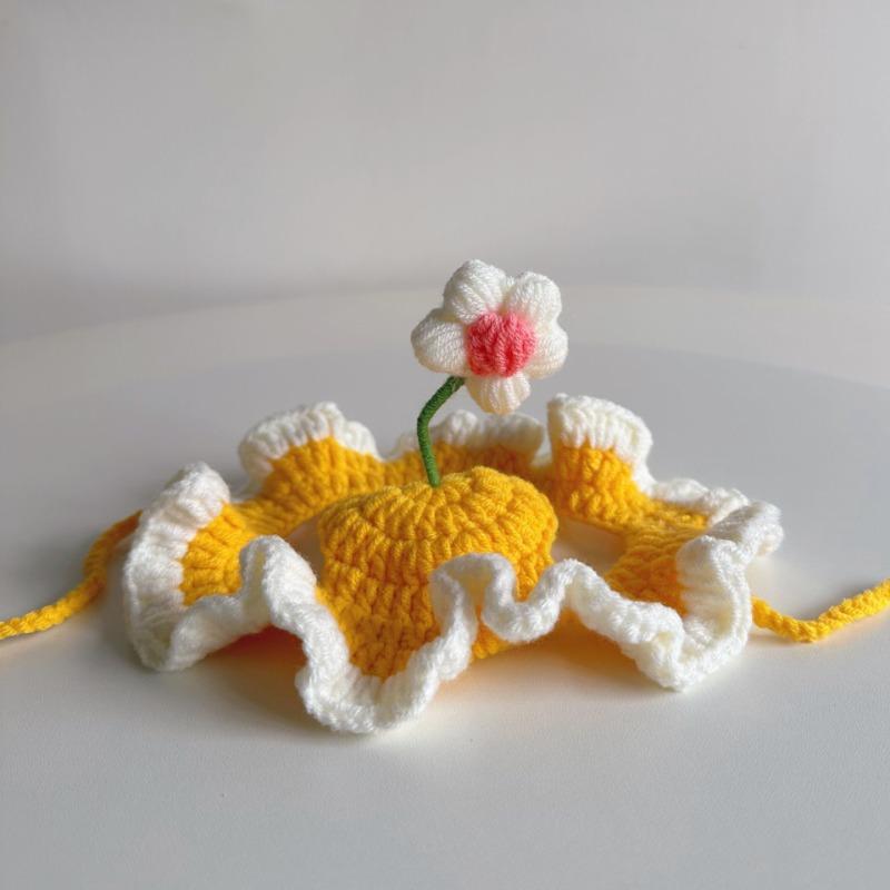 Pet Cat Springfield Flower Hat, Wool Dog Cat Headgear Finished Headgear Decoration Hand-woven Cute Drag Cat Accessories