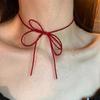 Female Necklace Ins Style Necklace Accessories White Choker High Class Red Bow Red Beads Clavicle Chain