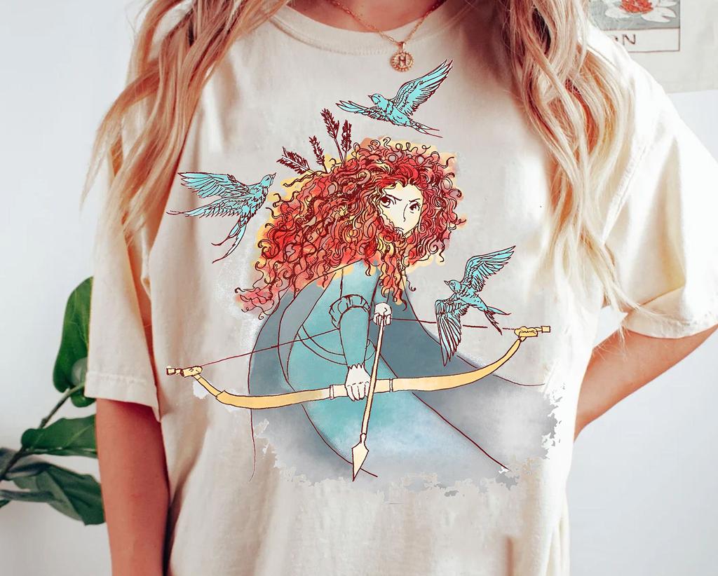 Retro Brave Merida Princess Watercolor Shirt Birthday Girl Trip Tshirt Wdw Magic Kingdom Tee