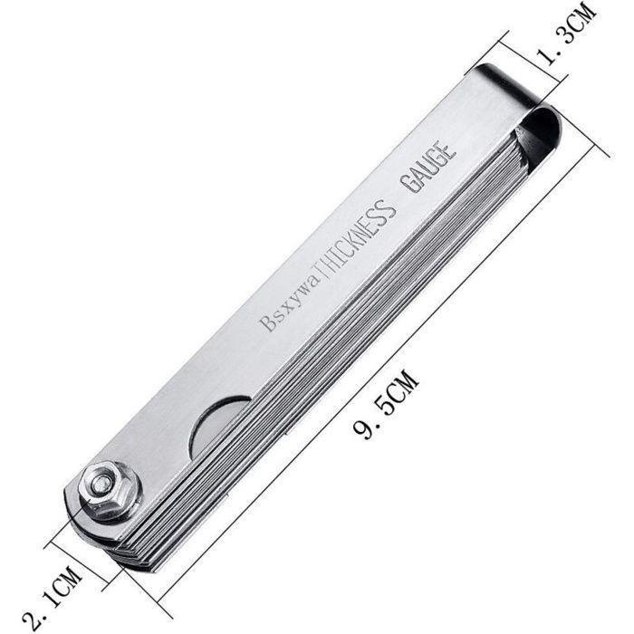 Jauge d'épaisseur 32 lames inox métrique/impérial 0,04–0,88 mm pliable