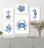 Темно-синий коралловый ракушка из морских водорослей, морской конек, омар, краб, морская звезда, постер, настенный художественный принт, холст, живопись, Декор, фотографии для гостиной