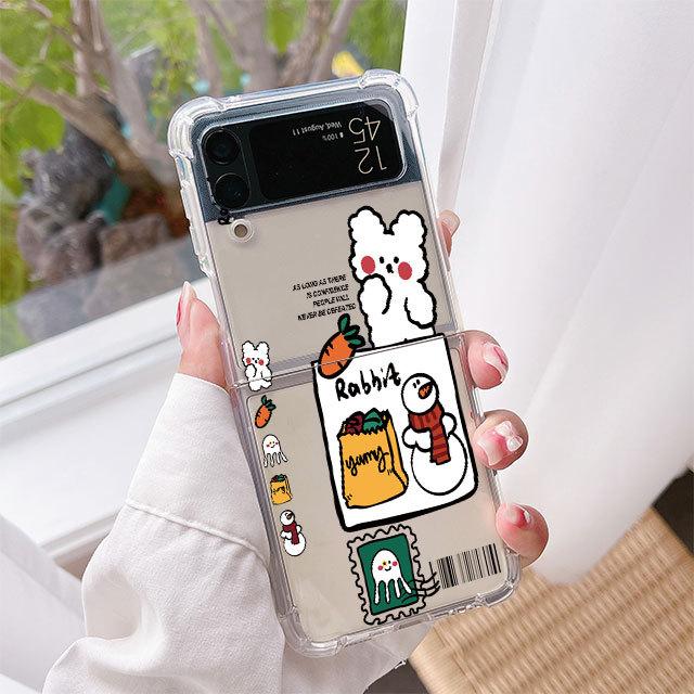 Роскошный новогодний чехол для Samsung Galaxy Z Flip 3 4 5g Funda Z Flip3, прозрачный жесткий противоударный чехол для телефона из ПК