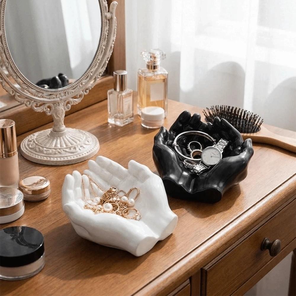 Resin Cupped Hands Tray Decorative Key Storage Tray Palm Ornament Hand Shaped Key Tray Home Decor