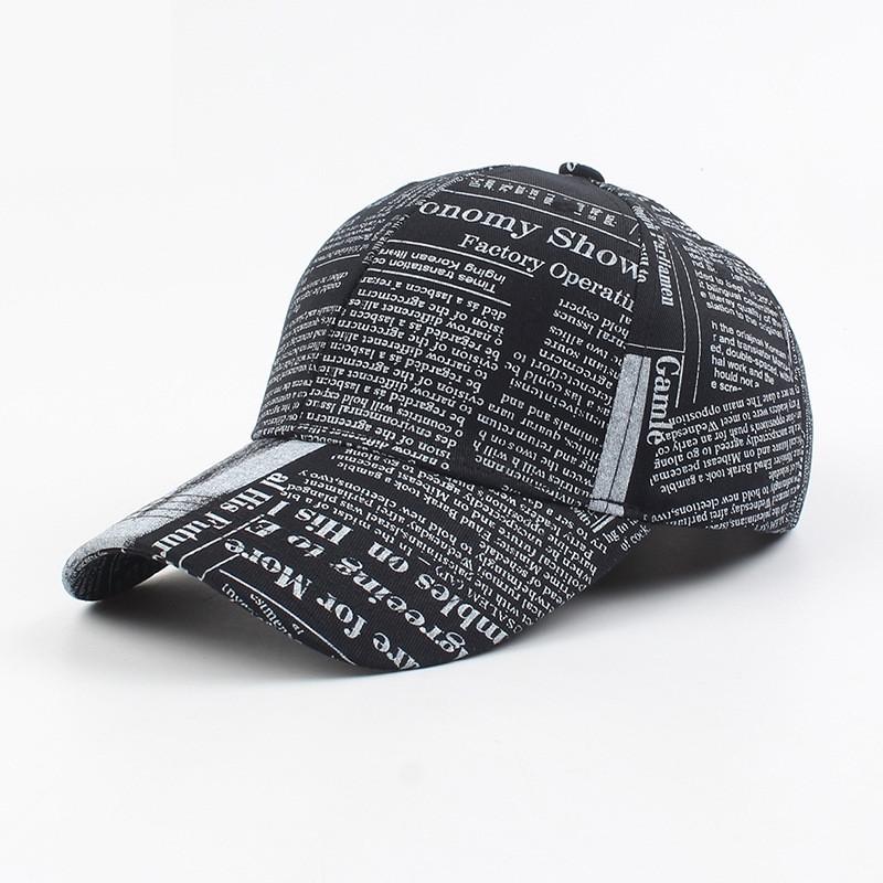 Unisex Newspaper Design Cap Casual Graffiti Printing Baseball Cap Adjustable Hats For Women Men Street Hip Hop Hat