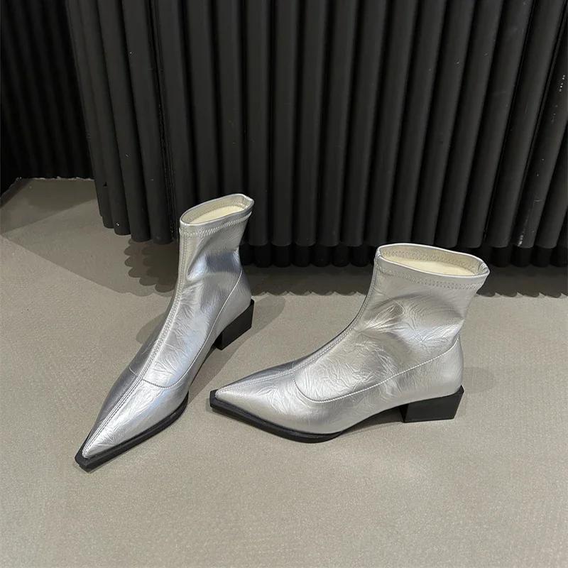 Fashion Autumn Women Ankle Boots Shoes Fashion Pointed Toe Ladies Short Boot Square Low Heel Casual Winter Women's Footwear