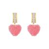 1 пара модных милых розовых висячих сережек в форме сердца для женщин, милые серьги с кристаллами, украшения для вечеринок, подарки для девочек