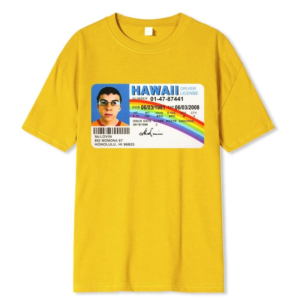 Homme T Shirt Summer Women T-Shirt Mclovin Id Card Superbad Geek Unisex Cotton T-Shirt Unisex T-Shirt Teenagers Cool Soft Clothing