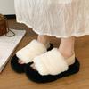Women Fur Slippers Flats Platform Shoes Suede Warm Winter Shoes 2025 Trend New Open Toe Cozy Woman Flip Flops Casual