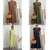 Minimalist Cotton Linen Dress With Pockets For Spring Casual Wear