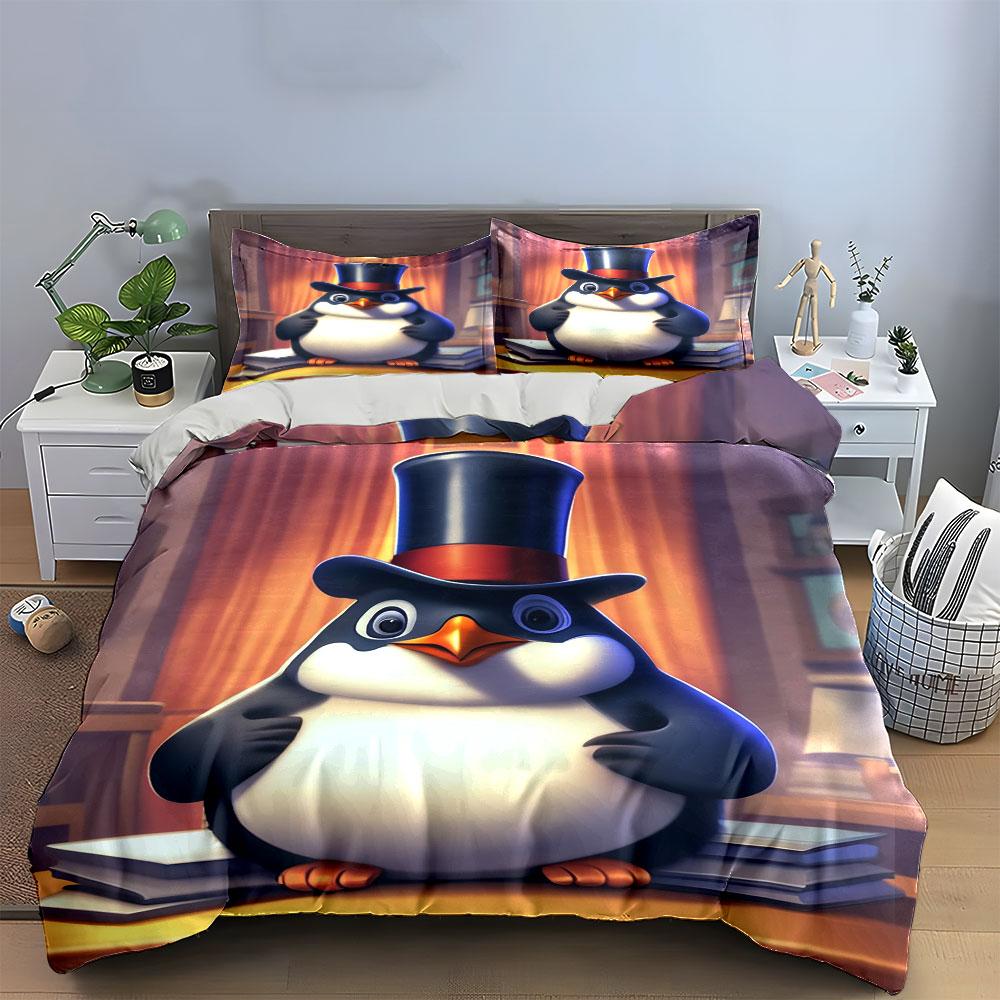 Penguin with top hat. Bedding sets Duvet cover sets Duvet covers Pillowcases(1*Duvet Cover 2*Pillowcases without duvet insert)