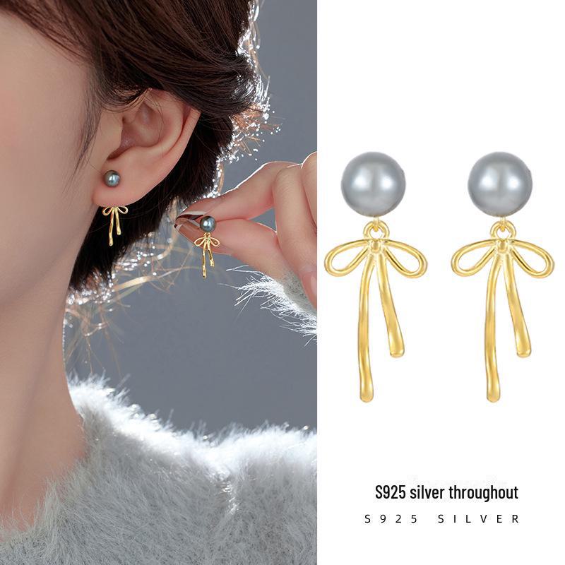 Серьги Banyan Tree Silver Grey с кисточками и жемчугом