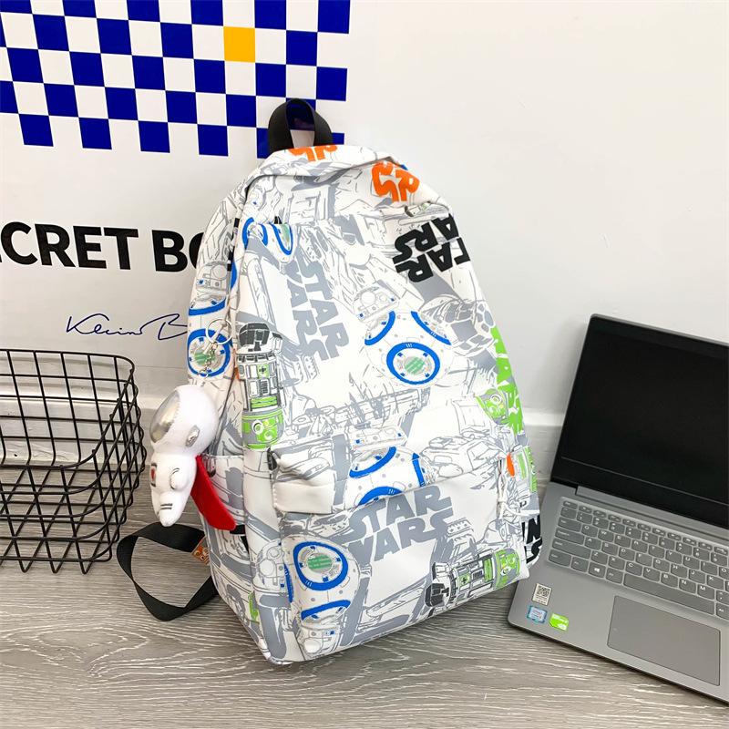 Schoolbag high school backpack boys ins trendy cool personality graffiti college student schoolbag women's casual simple versatile backpack