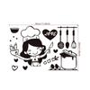 Cartoon Happy Girl Chef Sticker Black Kitchen Decal Easy Clean Loves Cooking Wall Sticker  Kitchen