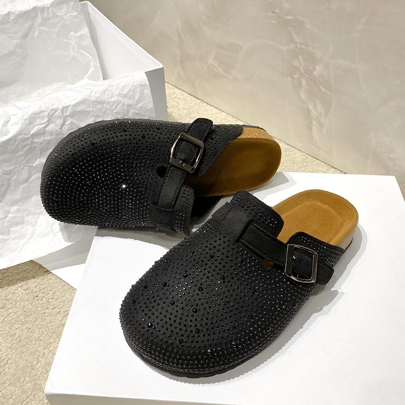 Женская обувь Женские закрытые тапочки из коровьей замши Клоги Женские сандалии Ретро мода Садовые мюли Клоги Слайд 2024 Новинка