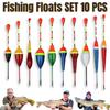 10Pcs Fishing Floats Set Buoy Bobber Fluctuate Mix Size Color Float Buoy Pesca Light Stick Floats
