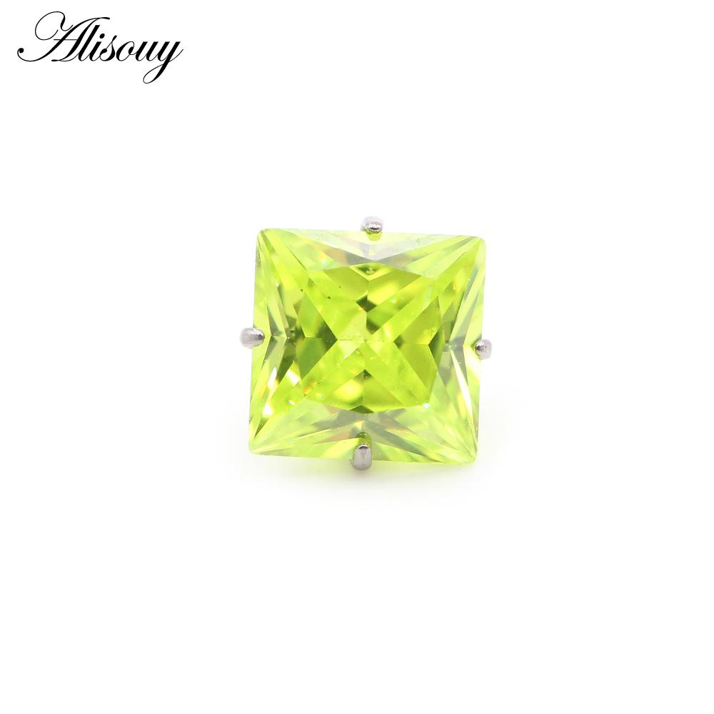 Alisouy 1PC G23 Titanium Externally Thread Square Zircon Lip Labret Rings Ear Stud Earrings Piercing DIY Body Jewelry Accessory