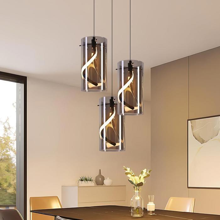 Suspension LED - NETTLIFE - 3 lumières verre ronde - 33W LED intégré - Hauteur réglable - 3000K
