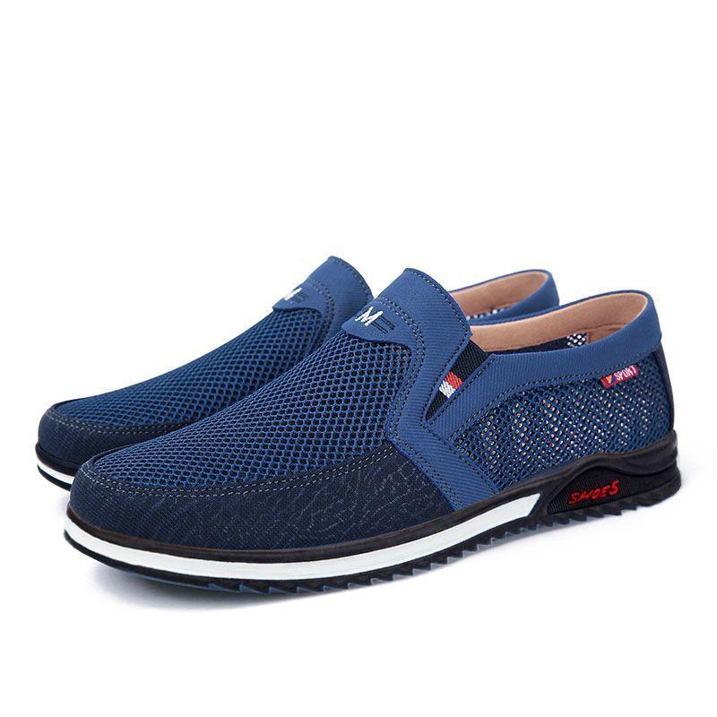 Новые летние сетчатые мужские туфли с полыми дышащими ботинками, повседневная обувь для папы старика, ленивая обувь