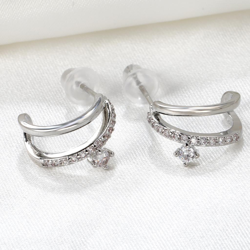 Delicate Shining Crystal Zircon Titanium Steel Hoop Earrings Piercing Ear Clips Minimalist Fashion Jewelry For Women Party Gifts